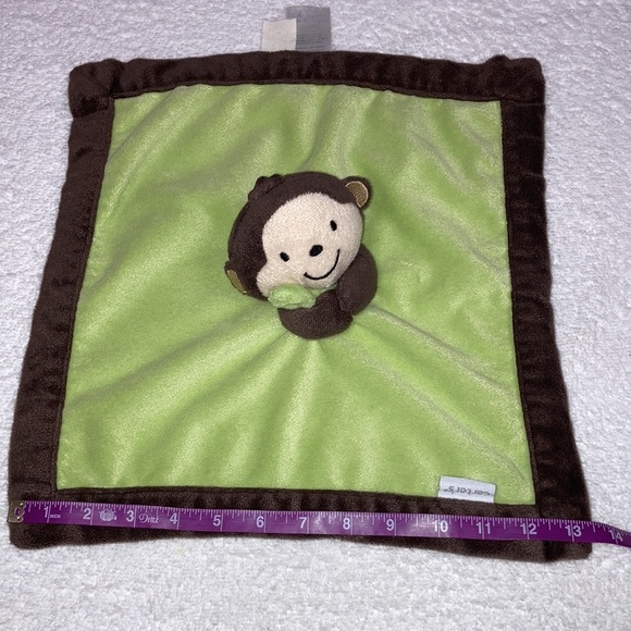 Carters 2016 green brown monkey lovey security blanket - Picture 2 of 6